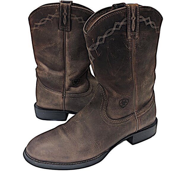 Ariat Women's Heritage Roper Western Boot in Distressed Brown Size 9.5 B - Picture 1 of 10